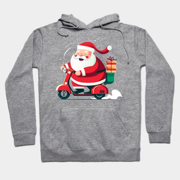 Happy Santa Claus delivery gifts with Motorcycle Hoodie by JORDYGRAPH